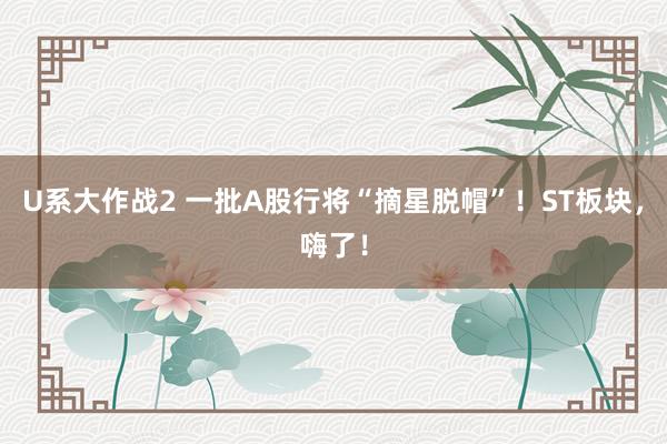 U系大作战2 一批A股行将“摘星脱帽”！ST板块，嗨了！